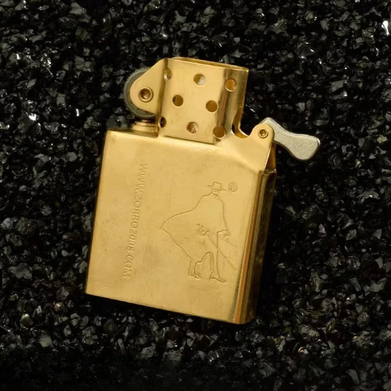 Zorro Copper Knurled Windproof Lighter Insert - detail view