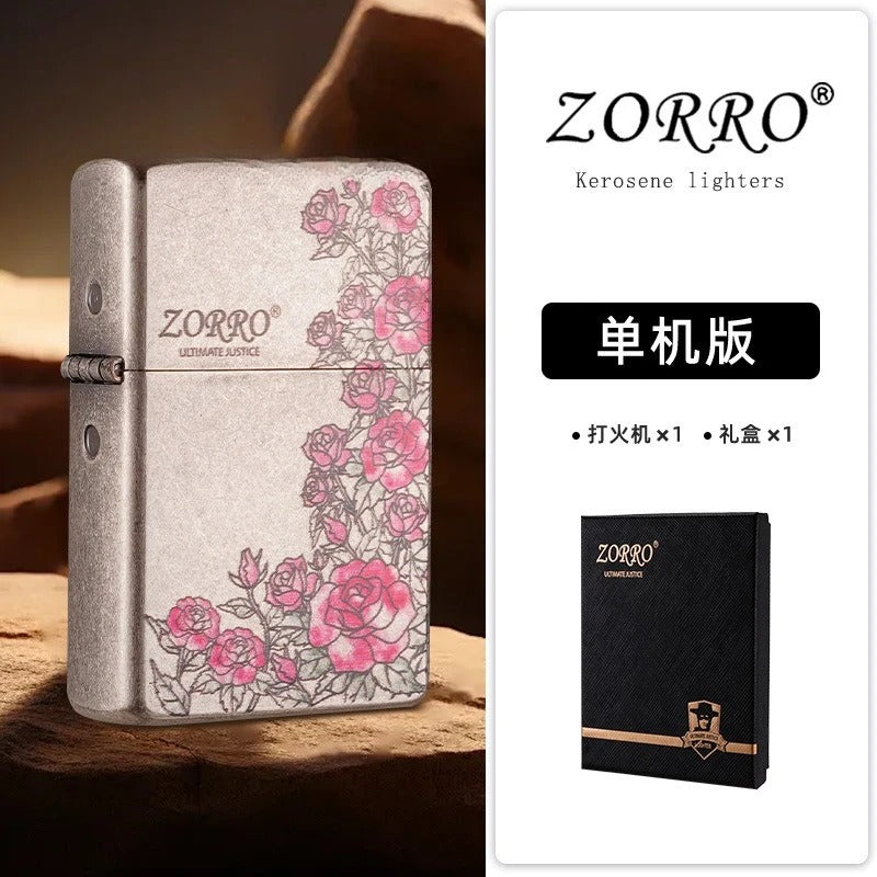 Zorro Ancient Silver Rose Pattern Lighter - view 7