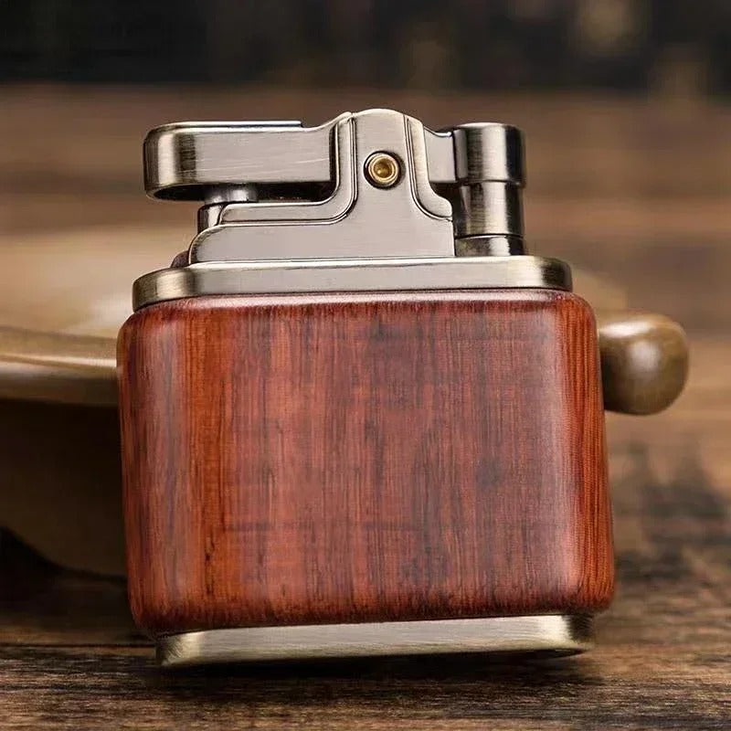 Zorro Retro Wood Metal Kerosene Lighter - front view