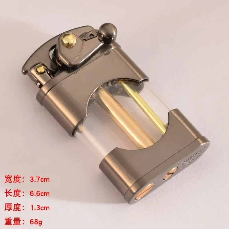 Zorro Transparent Rocker Arm Kerosene Lighter - detail view