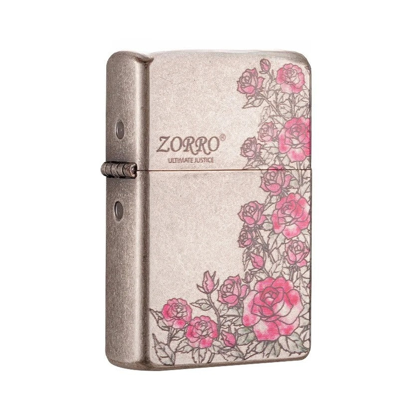 Zorro Ancient Silver Rose Pattern Lighter - packaging