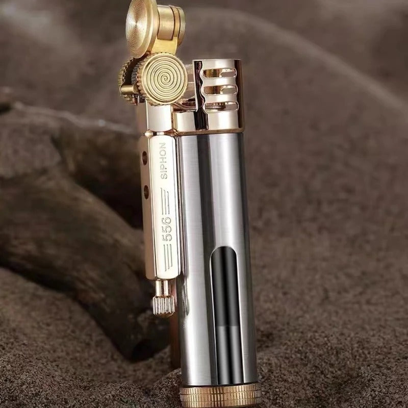 Zorro Transparent Brass Trench Oil Lighter - closeup