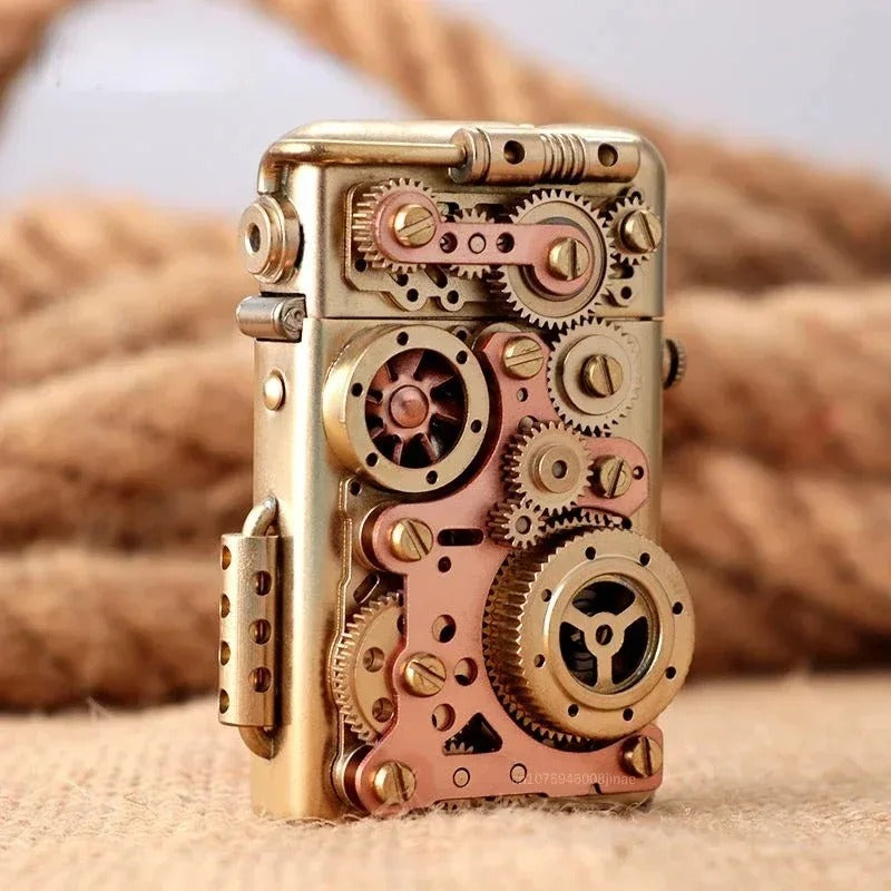 Zorro Steampunk Copper Mechanical Lighter - alternate angle