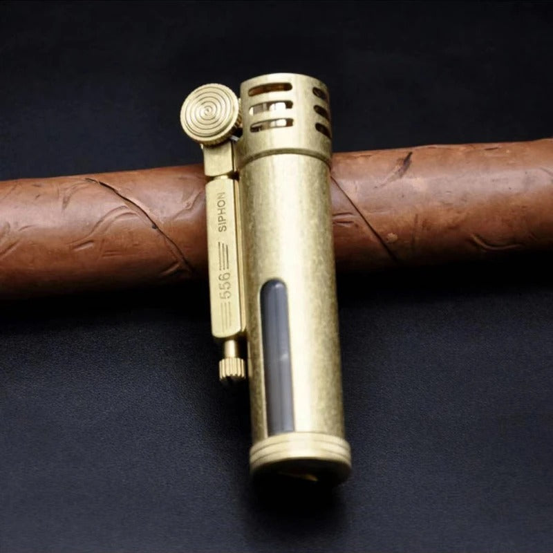 Zorro Transparent Brass Trench Oil Lighter - alternate angle