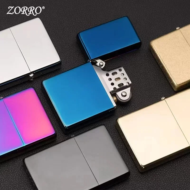 Zorro Slim Brass Windproof Kerosene Lighter - closeup