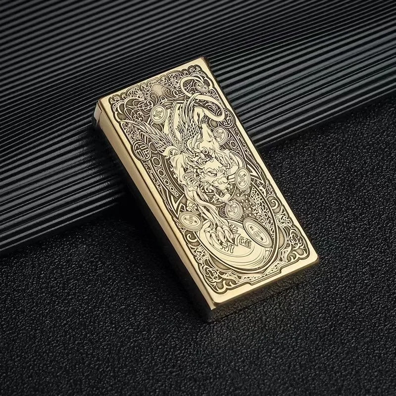 Zorro Automatic Lifting Brass Kerosene Lighter - alternate angle