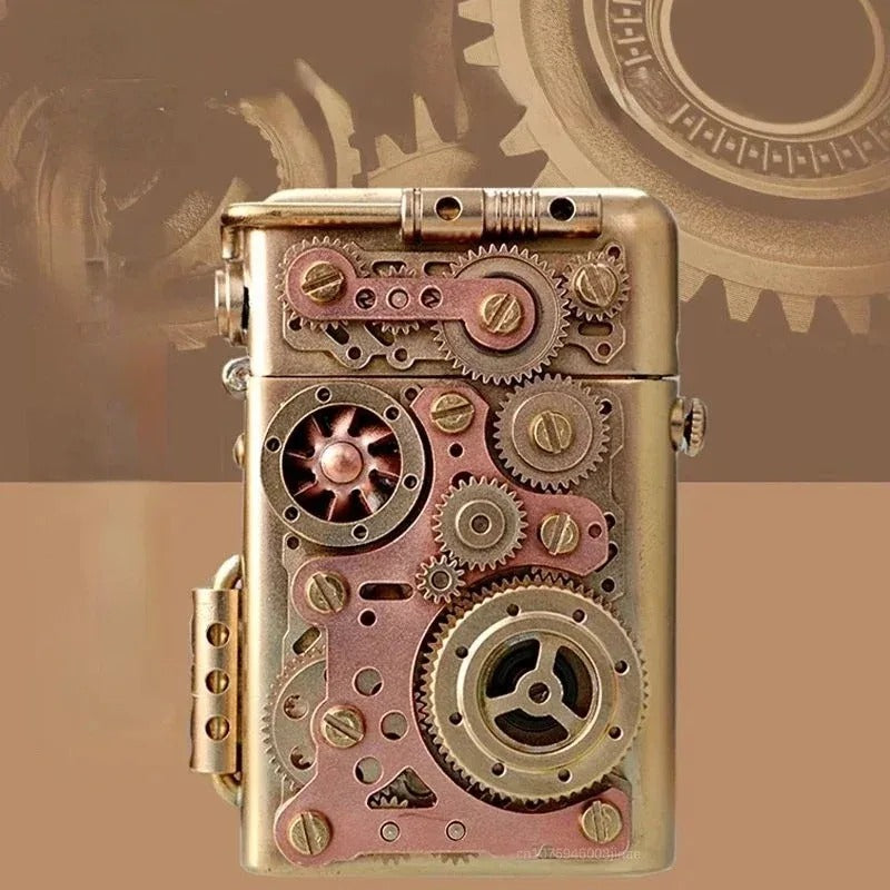 Zorro Steampunk Copper Mechanical Lighter - closeup