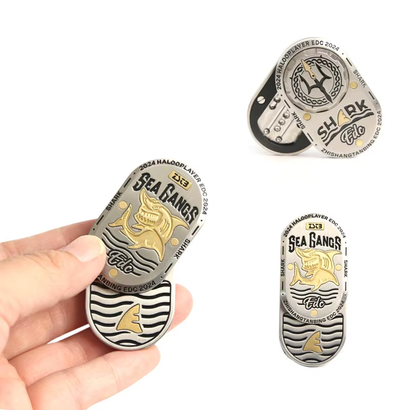 Shark Mechanical Fidget Slider ADHD Metal EDC Fidget Toys Office Desk Toys Anxiety Stress Relief Toys Adults Gifts