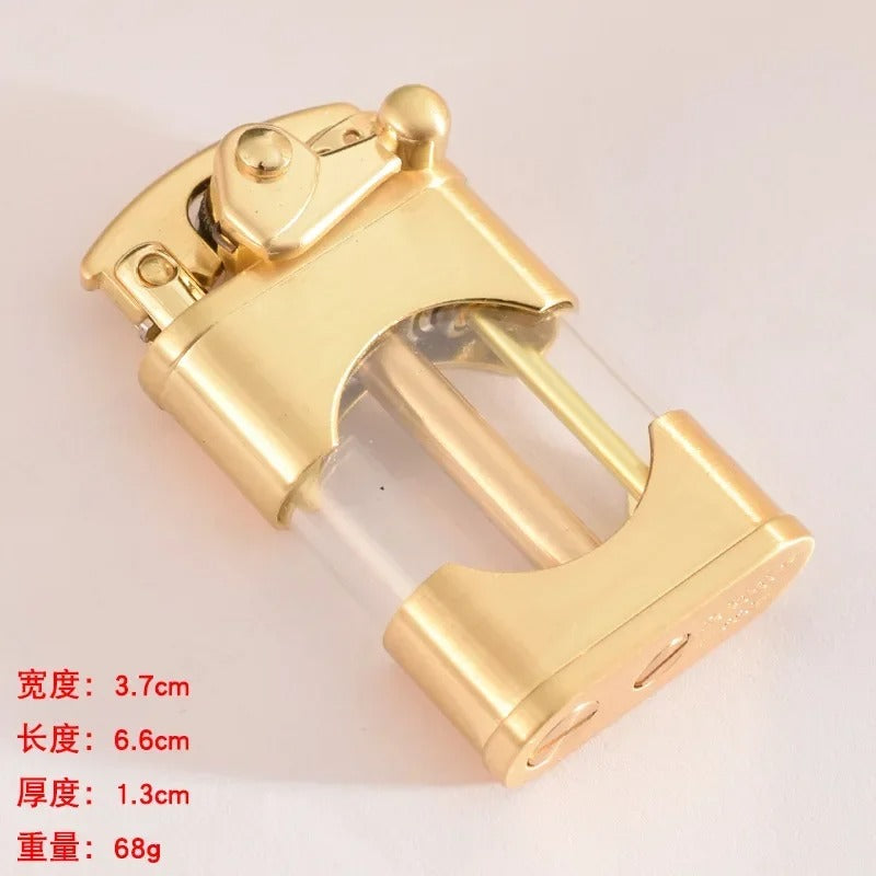 Zorro Transparent Rocker Arm Kerosene Lighter - closeup