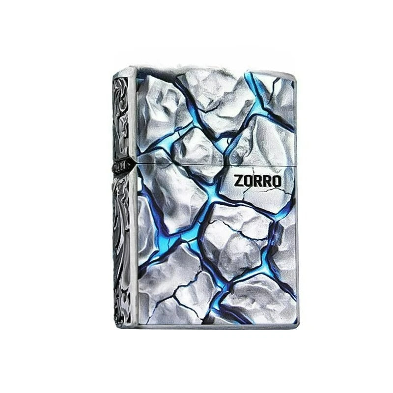 Zorro Split Stone Armor Windproof Lighter - closeup