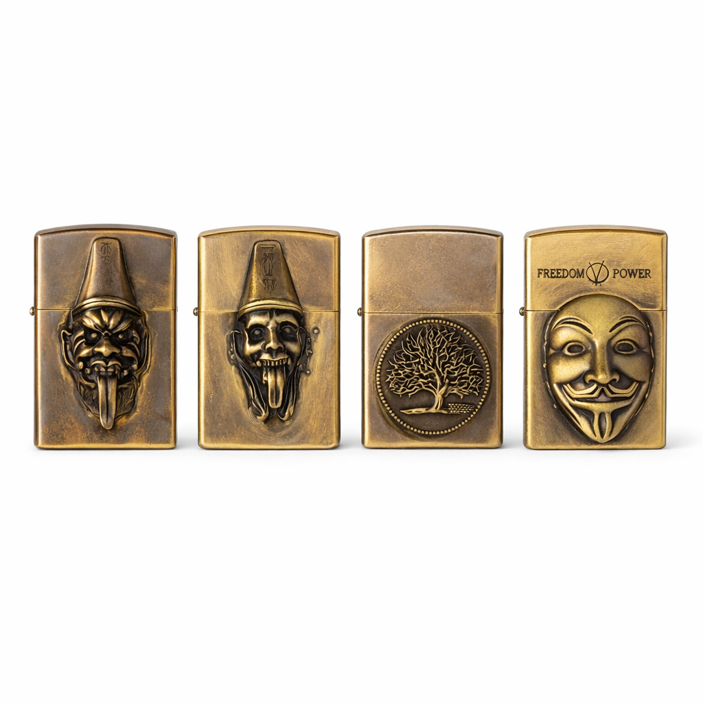 Zorro Vintage Brass Personalized Kerosene Lighter - front view