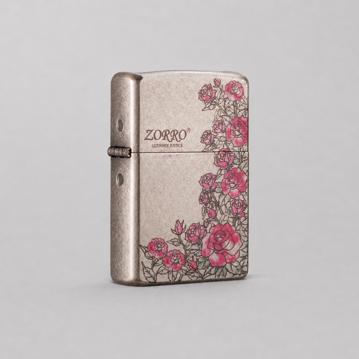 Zorro™ Ancient Silver Rose Pattern Lighter