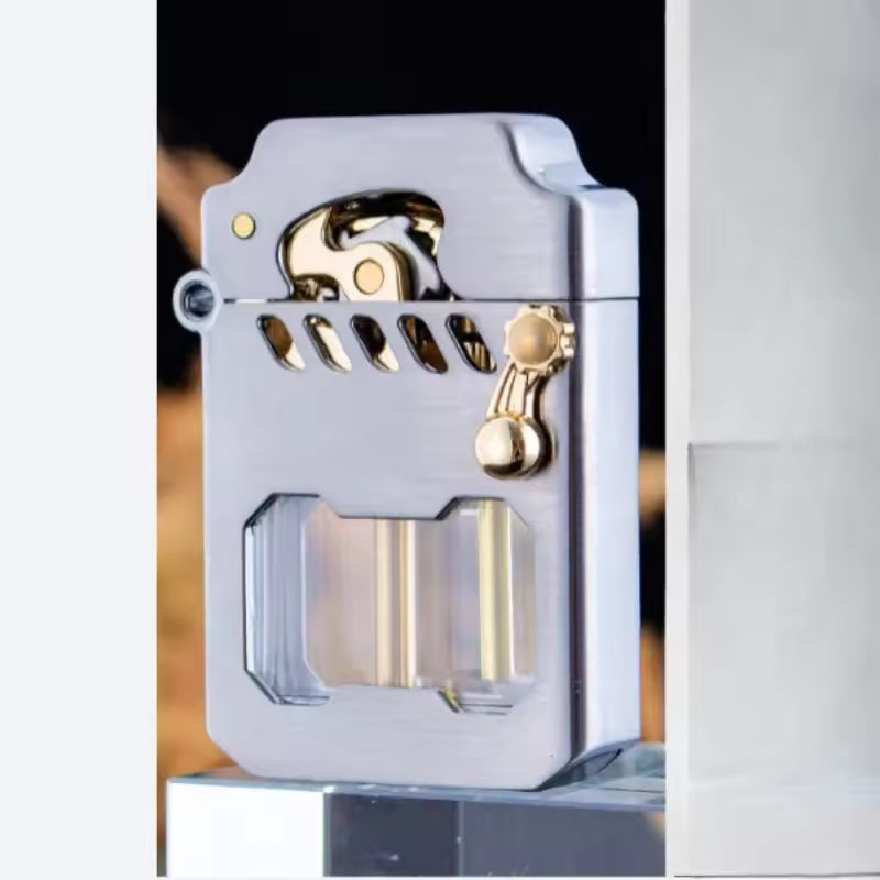 Zorro Mecha Transparent Tank Kerosene Lighter - closeup