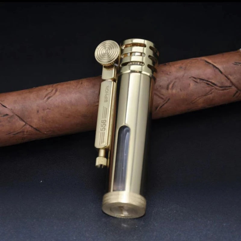 Zorro Transparent Brass Trench Oil Lighter - front view