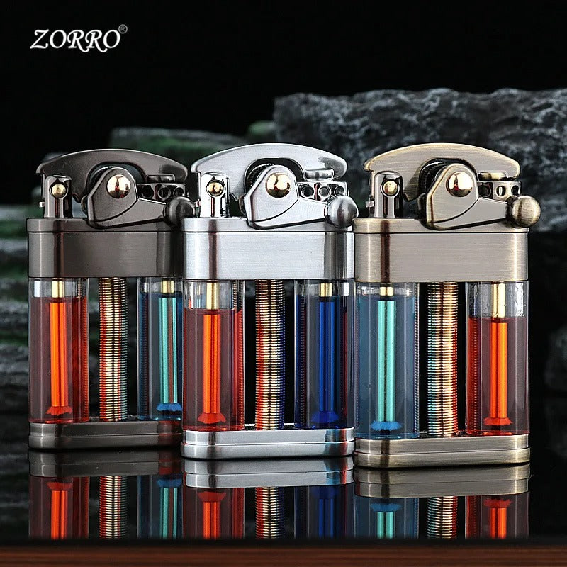 Zorro Transparent Rocker Arm Kerosene Lighter - packaging
