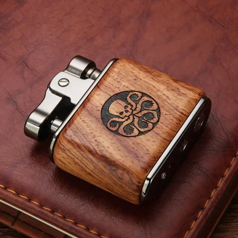 Zorro Retro Wood Metal Kerosene Lighter - lifestyle shot