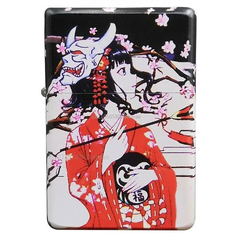 Zorro Painted Brass Flip-Top Lighter - detail view