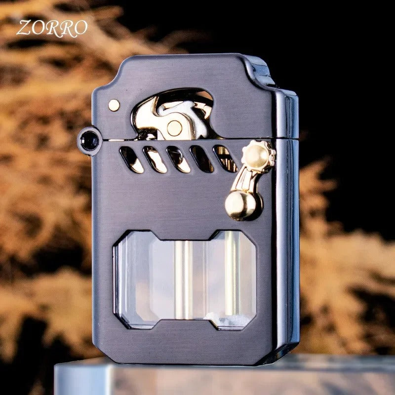 Zorro Mecha Transparent Tank Kerosene Lighter - detail view