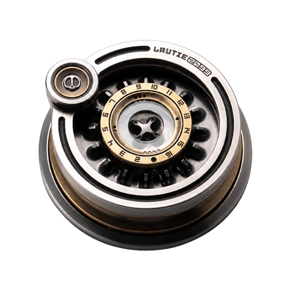Lautie Carnival-Mega mechanical spinner in silver, black, and gold